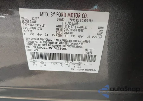 2018 Lincoln Mkx Reserve from USA, damaged, VIN 2LMPJ6LR5JBL23095